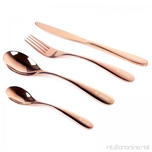 Stainless Steel Flatware Cutlery Set S-JIANG 4 Piece Rose Gold Sterling Electroplated Metal Mirror Polished Kitchen Tableware Utensil Set Service for 1 Person - B0732Y2YLK